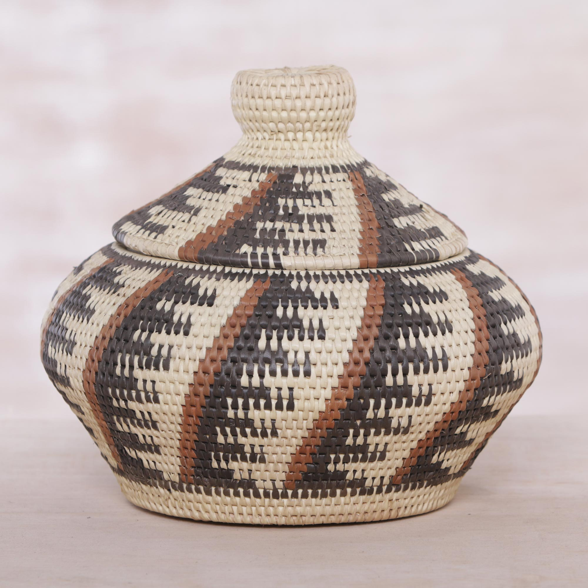 Artisan Handmade Woven Palm Leaf Basket Indonesia - Wheel Weaver | NOVICA