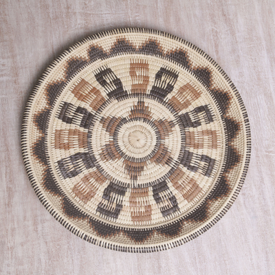 Palm leaf decorative basket, 'Natural Weave' - Artisan Crafted Palm Leaf Decorative Basket from Bali