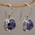Sapphire dangle earrings, 'Floral Depths' - Sapphire and Sterling Silver Dangle Earrings from Bali
