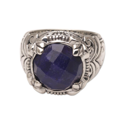Handmade Balinese Sapphire and Sterling Silver Cocktail Ring