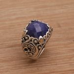 Gold-accented sapphire cocktail ring, 'Palatial Wonders' - Sapphire and Sterling Silver Cocktail Ring with Gold Accents