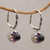Gold accented amethyst dangle hoop earrings, 'Sincerity Blooms' - Amethyst Sterling Silver Hoop Earrings with Gold Accents
