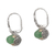 Jade dangle hoop earrings, 'Sincerity Blooms' - Jade Sterling Silver Hoop Earrings with Gold Accents