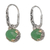 Pendientes de aro colgantes de jade - Pendientes de aro de plata de ley de jade con detalles dorados