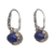 Gold accent lapis lazuli dangle hoop earrings, 'Sincerity Blooms' - Lapis Lazuli Sterling Silver Hoop Earrings with Gold Accents