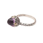 Gold accented amethyst cocktail ring, 'Crown of Bali' - Amethyst Sterling Silver Cocktail Ring with 18k Gold Accents
