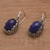 Gold accented sapphire dangle earrings, 'Perennial Passion' - Sapphire and Gold Accented Sterling Silver Dangle Earrings (image 2c) thumbail
