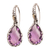 Gold accented amethyst dangle earrings, 'Ancient Majesty' - Balinese Amethyst and Sterling Silver Dangle Earrings