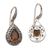 Gold-accented quartz dangle earrings, 'Floral Amulet' - Balinese Cognac Quartz and Sterling Silver Dangle Earrings