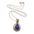 Sapphire pendant necklace, 'Floral Queen' - Sapphire and Sterling Silver Pendant Necklace from Bali