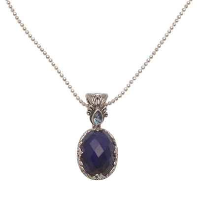 Sapphire and Blue Topaz Sterling Silver Pendant Necklace