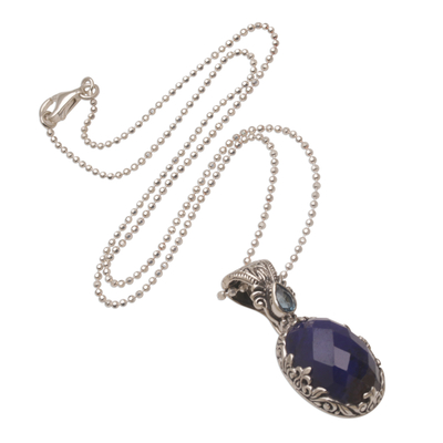 Sapphire and blue topaz pendant necklace, 'Blue Unity' - Sapphire and Blue Topaz Sterling Silver Pendant Necklace