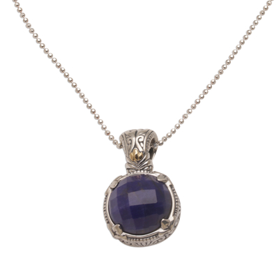 Sapphire and Gold Accented Sterling Silver Pendant Necklace