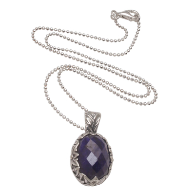 Sapphire and Gold Accented Sterling Silver Pendant Necklace