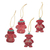 Wood batik ornaments, 'Red Snowmen' (set of 4) - Four Batik Wadang Wood Snowman Ornaments from Java (image 2a) thumbail