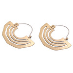 Brass hoop earrings, 'Ethnic Sunrise' - Brass Sunrise Hoop Earrings with Sterling Silver Ear Hooks