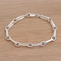 Sterling silver link bracelet, 'Unified' - Handmade Sterling Silver Link Bracelet from Bali