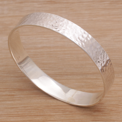 Sterling silver bangle bracelet, 'Celestial Reflection' - Handmade Sterling Silver Bangle Bracelet from Bali