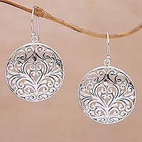 Sterling silver dangle earrings, 'Love Tangle' - Fair Trade 925 Sterling Silver Circular Dangle Earrings