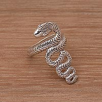 Featured review for Sterling silver cocktail ring, Slinking Serpent