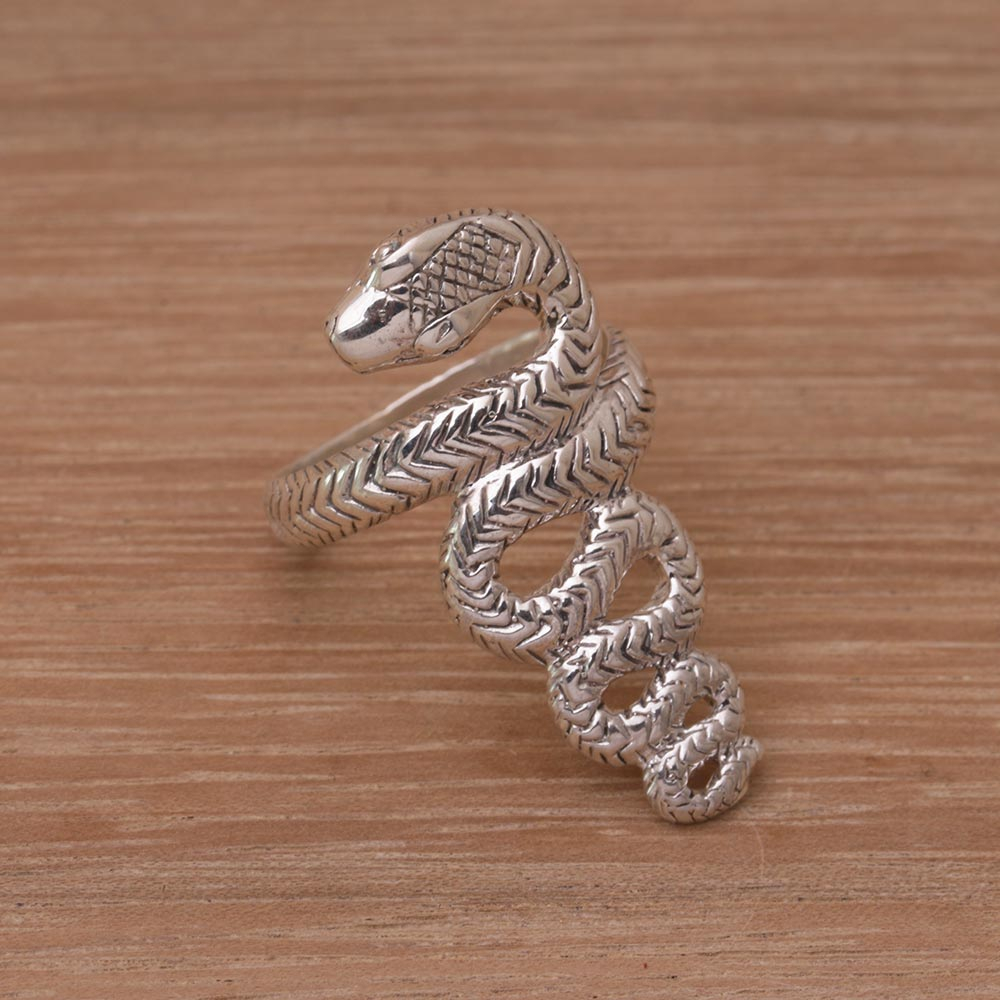 UNICEF Market | Handmade 925 Sterling Silver Snake Cocktail Ring ...