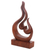 Wood sculpture, 'Lover's Passion' - Hand Carved Suar Wood Heart and Flame Abstract Sculpture