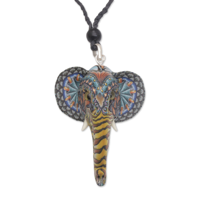 Artisan Handmade Polymer Clay Elephant Pendant Necklace