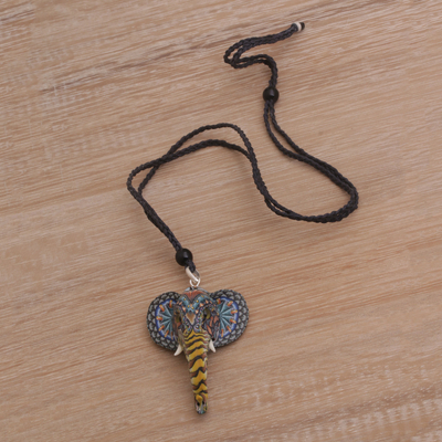 Halskette mit Polymer-Ton-Anhänger - Handgefertigte Halskette mit Elefanten-Anhänger aus Fimo
