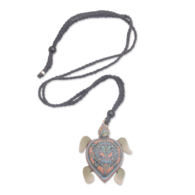 Halskette mit Polymer-Ton-Anhänger - Handgefertigte Halskette mit Meeresschildkröten-Anhänger aus Fimo