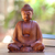 Wood statuette, 'Serenity Buddha' - Hand Crafted Balinese Suar Wood Buddha Meditation Statuette (image 2) thumbail
