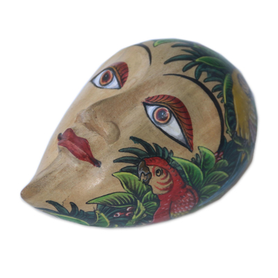 Schmuckschatulle aus Holz - Handgefertigte tropfenförmige, handbemalte Gesichts-Schmuckschatulle