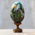 Wood egg statuette, 'Jungle Beauty' - Hand Carved and Painted Jungle Scene Egg Statuette and Stand (image 2) thumbail