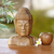 Holzstatuette – Handgeschnitzte Buddha-Kopfstatuette aus Suar-Holz aus Bali