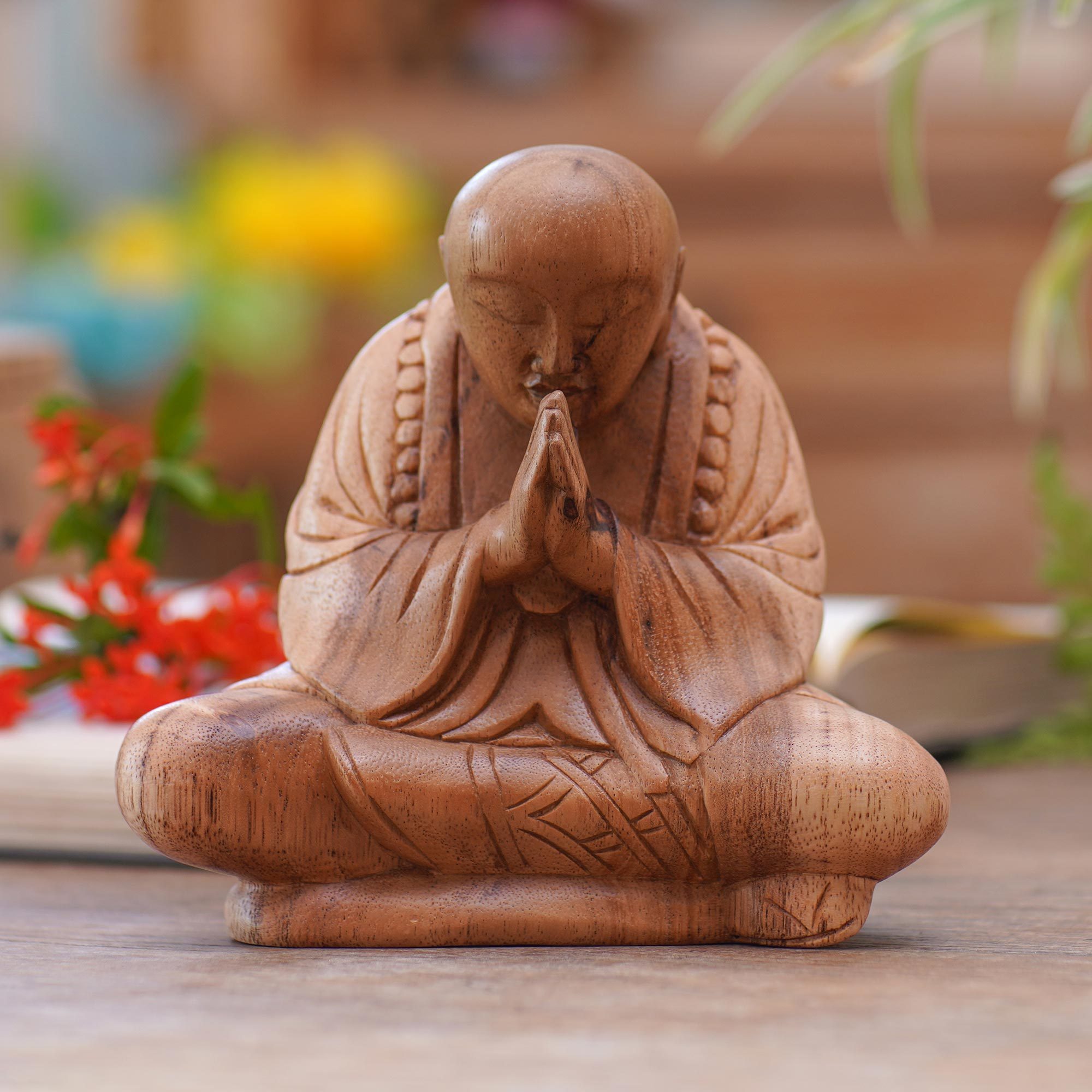 Wooden Happy Buddha 15.5cm tall Thailand Brand New! Fair Trade