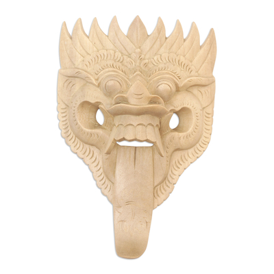 Crocodile Wood Mask of a Demon Queen from Bali