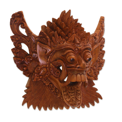 Máscara de madera - Máscara de pared de madera de acacia de una reina demonio de Bali