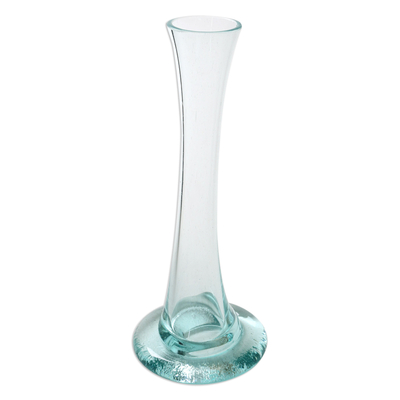 Blown glass vase, 'Clear Soul' - Artisan Handblown Glass Cylindrical Vase Crafted in Bali