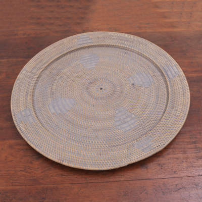 Ate grass and bamboo decorative tray, 'Lombok Corona' - Handmade Ate Grass and Bamboo Decorative Tray from Indonesia