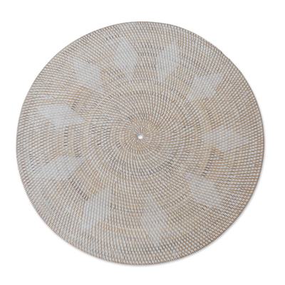 Ate grass and bamboo decorative mat, 'Lombok Diamonds' - Artisan Crafted Natural Fiber Decorative Mat from Indonesia