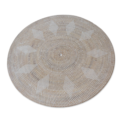Ate grass and bamboo decorative mat, 'Lombok Diamonds' - Artisan Crafted Natural Fiber Decorative Mat from Indonesia