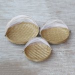 Ate grass and bamboo baskets, 'Dainty Weave' (set of 3) - Three Handwoven Ate Grass and Bamboo Baskets from Indonesia