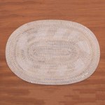 Ate grass and bamboo decorative table mat, 'Sunlight Weave' - Handwoven Oval Ate Grass and Bamboo Decorative Table Mat