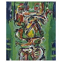 'Meditations' - World Peace Project Signed Abstract Painting from Indonesia