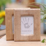 Natural fiber photo frames, 'Rustic Memories in Beige' (pair, 3x5) - Small Natural Fiber Photo Frames in Beige (Pair, 3x5)