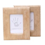Natural fiber photo frames, 'Rustic Memories in Beige' (pair, 3x5) - Small Natural Fiber Photo Frames in Beige (Pair, 3x5)