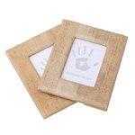 Natural fiber photo frames, 'Rustic Memories in Beige' (pair, 3x5) - Small Natural Fiber Photo Frames in Beige (Pair, 3x5)