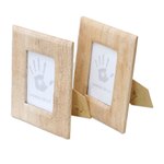 Natural fiber photo frames, 'Rustic Memories in Beige' (pair, 3x5) - Small Natural Fiber Photo Frames in Beige (Pair, 3x5)