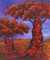 'Plumeria Sunset' - Signed Impressionist Painting of Two Trees from Java thumbail