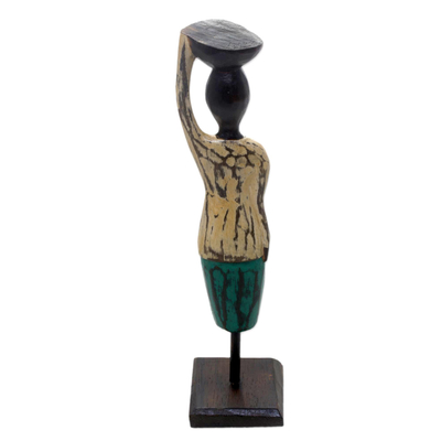 Wood statuette, 'Bali Endeavor' - Hand Carved Albesia Wood Abstract Woman Statuette from Bali