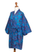 Cotton batik short robe, 'Floating Flowers' - 100% Cotton Artisan Batik Robe (image 2d) thumbail